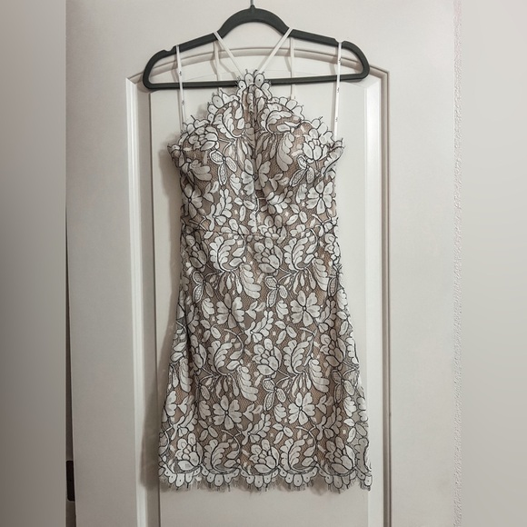 Lulus - White Lace Mini Dress - High Neck - Size S - Picture 4 of 6